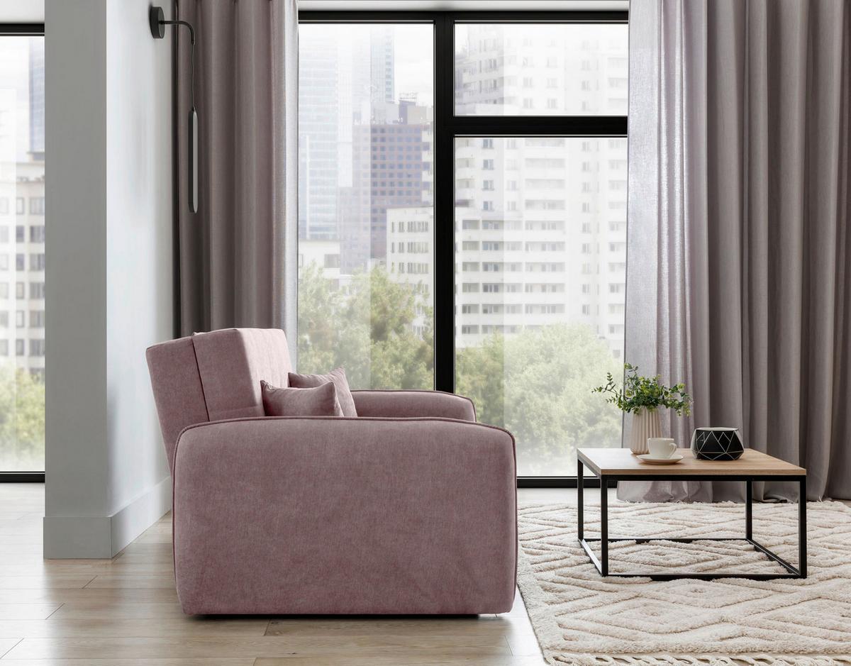 Schlafsofa Laine Rosa, B: 155 cm - Silberfarben/Rosa, Design, Textil (155/105/75cm) - MID.YOU