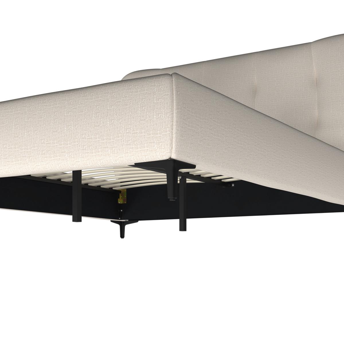Čalouněná postel GLARIS 160x200 cm, krémová - černá/barvy dubu, Moderní, kov/dřevo (160/200cm) - Bessagi Home