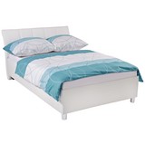 Polsterbett im Lederlook 140x200cm Columbia, Weiß - Chromfarben/Weiß, KONVENTIONELL, Holzwerkstoff/Textil (140/200cm)