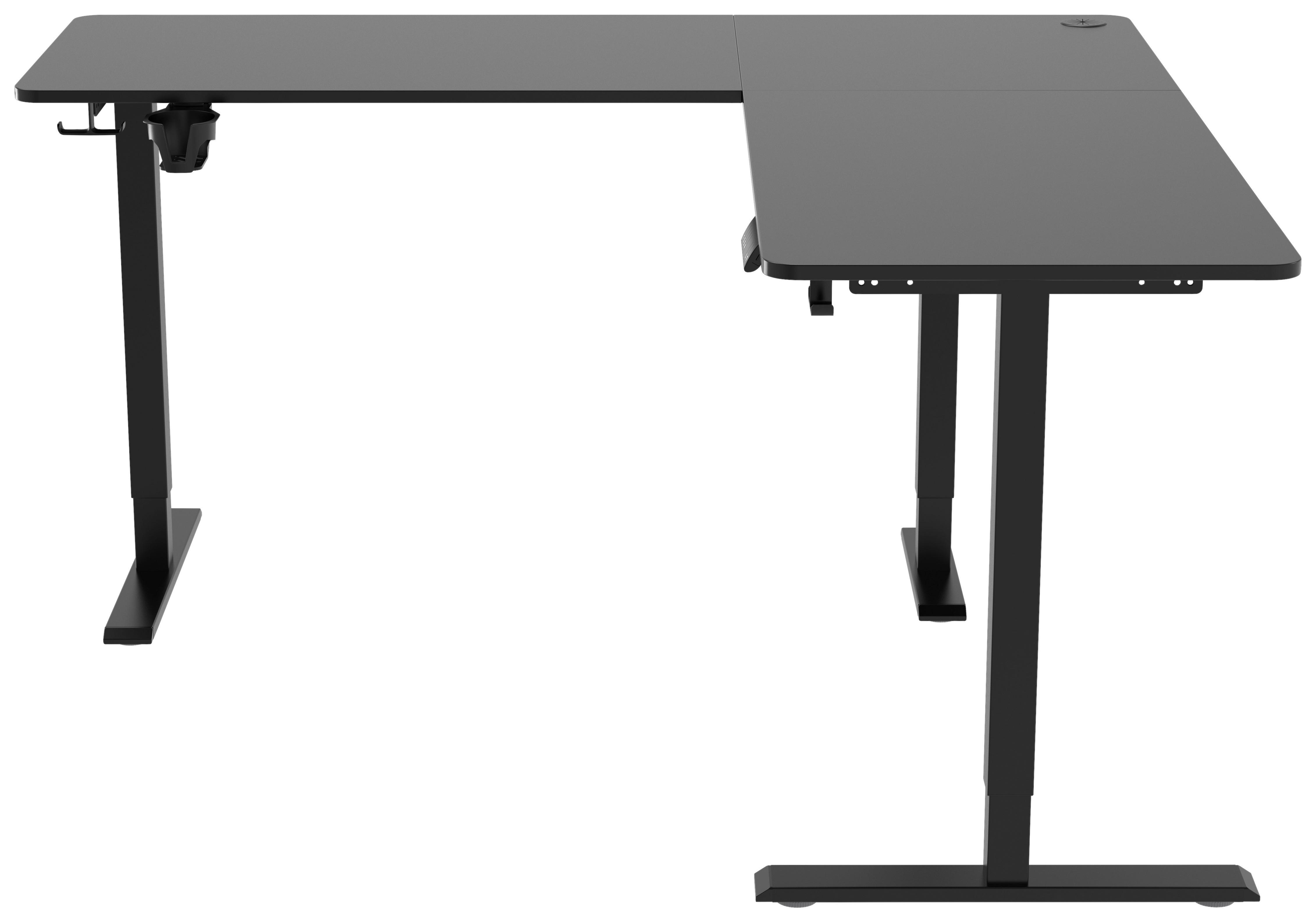 Eckschreibtisch Nimi Schwarz L: 160cm - Schwarz, MODERN, Holzwerkstoff/Kunststoff (160/160/72-117cm) - Livetastic
