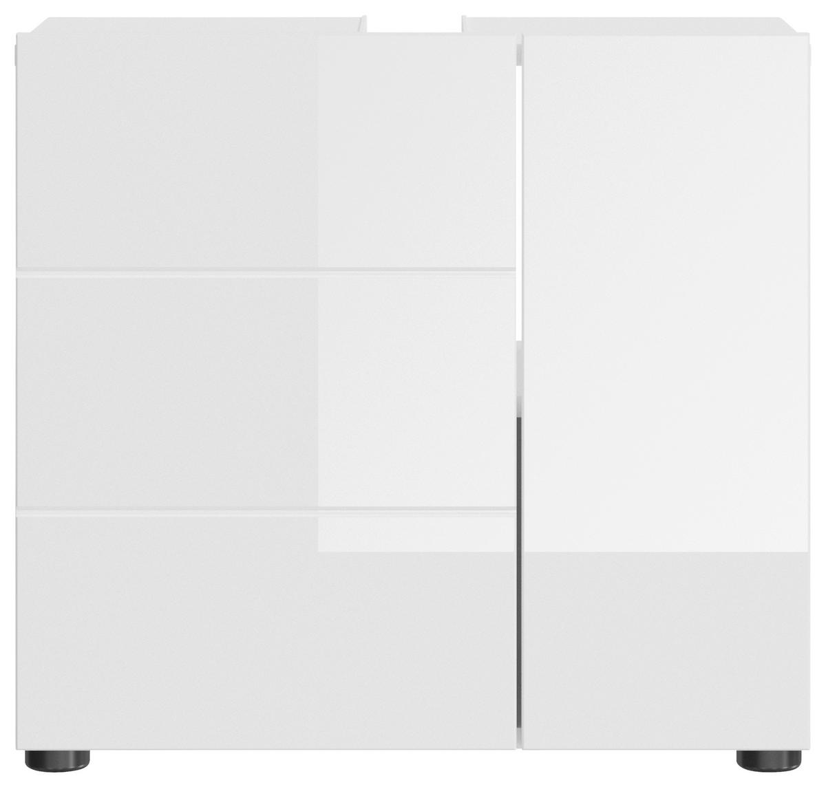Waschbeckenunterschrank Vira B: 60 Cm, Korpus: Weiß - Weiß Hochglanz/Schwarz, MODERN, Holzwerkstoff (60/56/34cm) - MID.YOU