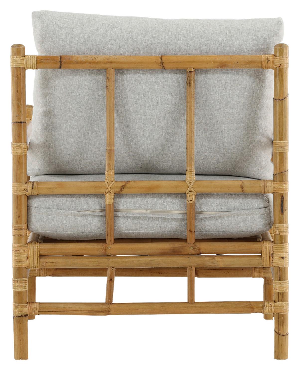 Loungesessel Cane Bambus/Rattan mit Kissen - Hellbraun, KONVENTIONELL, Holz/Textil (78/88/77cm) - Gardenson