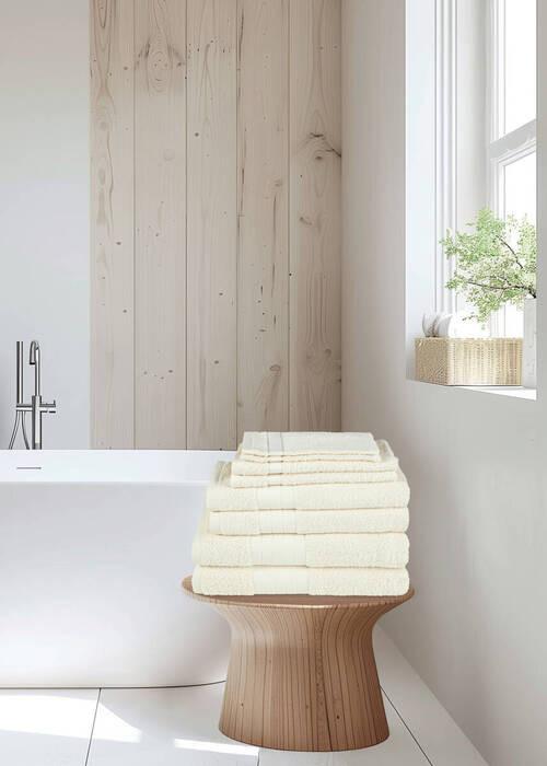Frottierset Ecru 8-teilig - Ecru, Basics, Textil (70/140null)
