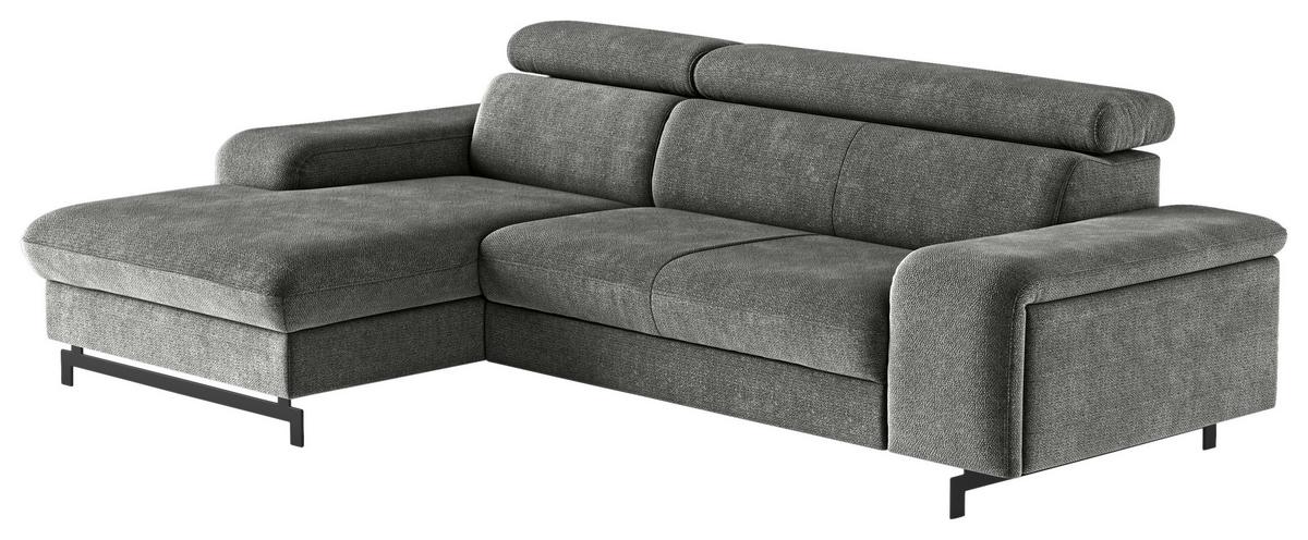 Ecksofa Mit Bettkasten Emma Grau 165x267 Cm - Schwarz/Grau, Textil (165/267cm) - MID.YOU