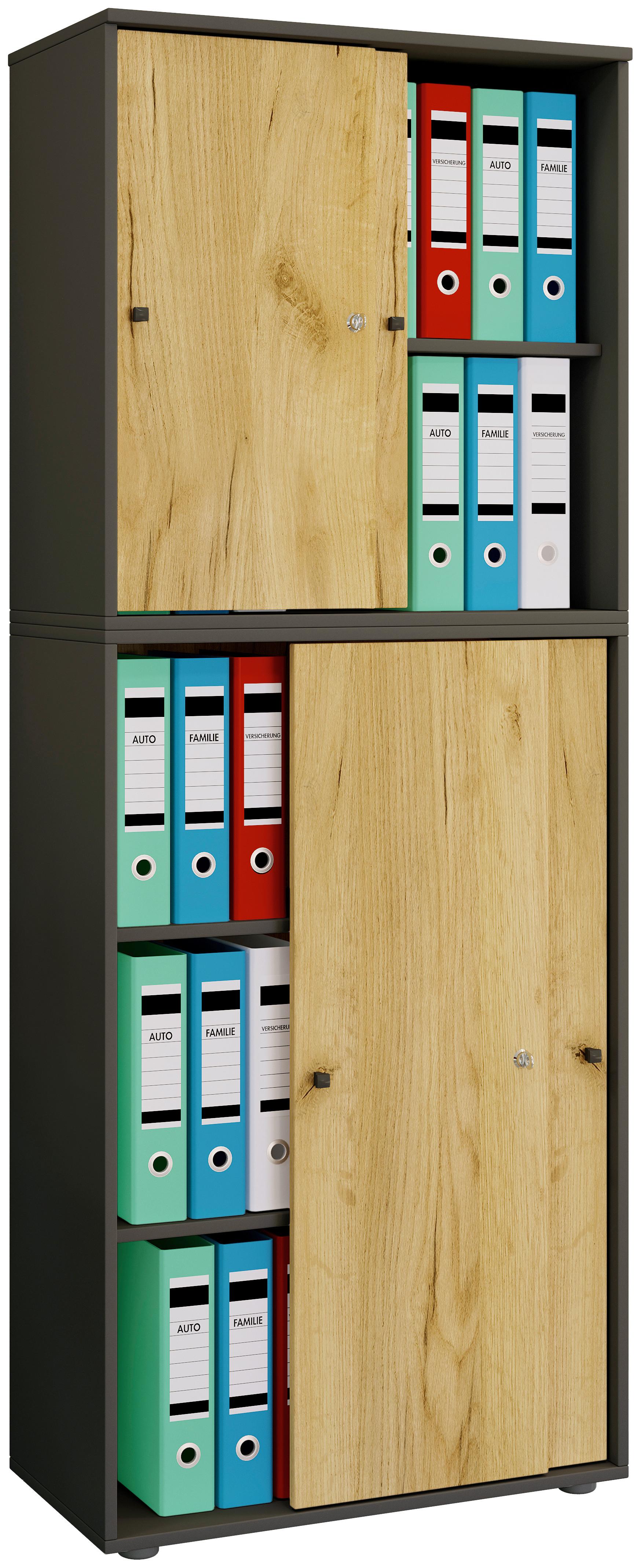 Aktenschrank Lona Anthrazit/Eiche Dekor B: 70 cm - Honigeiche/Anthrazit, Design, Holzwerkstoff (70/183/37cm) - MID.YOU