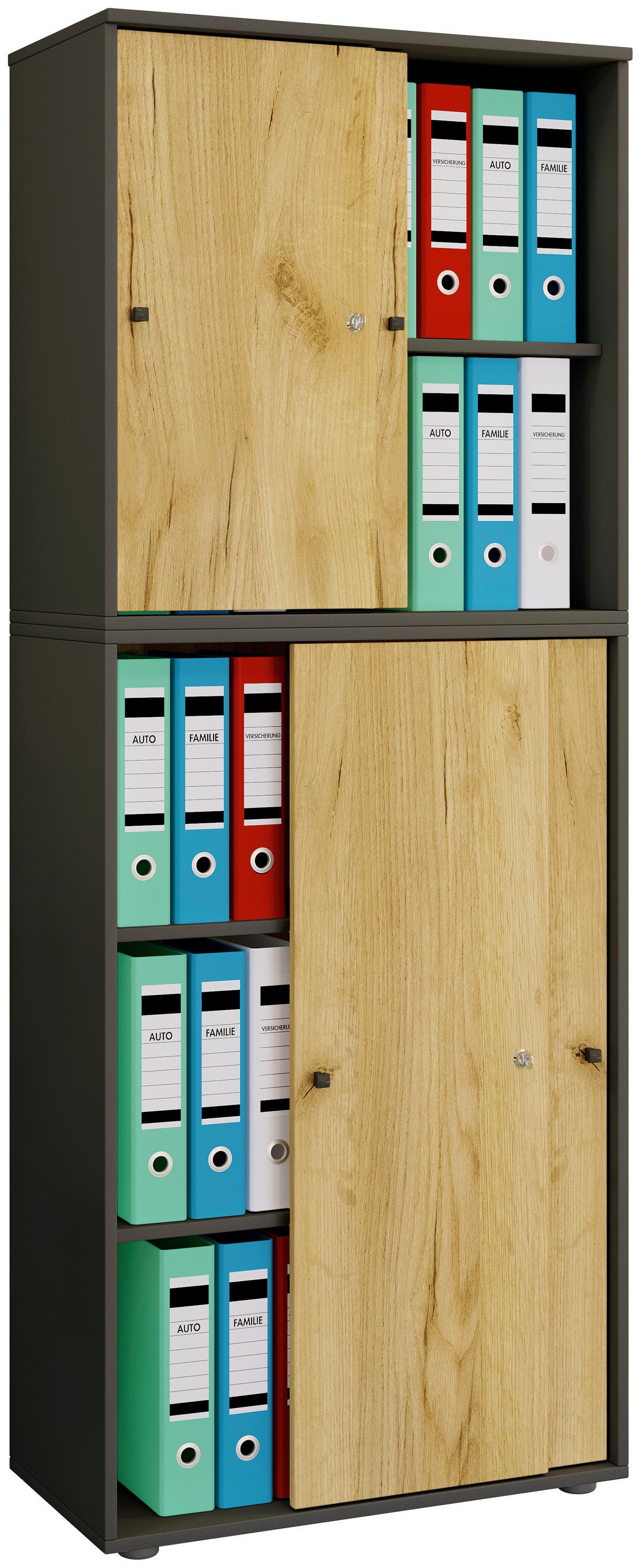 Aktenschrank Lona Anthrazit/Eiche Dekor B: 70 cm - Honigeiche/Anthrazit, Design, Holzwerkstoff (70/183/37cm) - MID.YOU