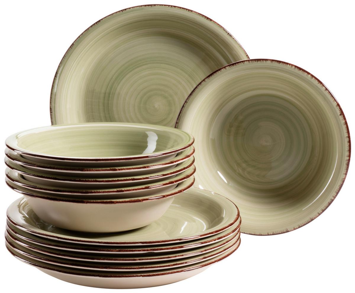 Tafelservice Lumaca 12-teilig  Grün - Grün, Basics, Keramik - Mäser