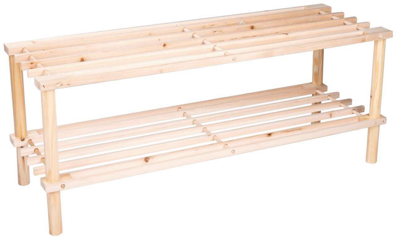 Schuhrost Shoe Rack 2 Ablagen 6 Paar Naturfarben H: 29,5 cm - Naturfarben, Basics, Holzwerkstoff (74/26/29,5cm)