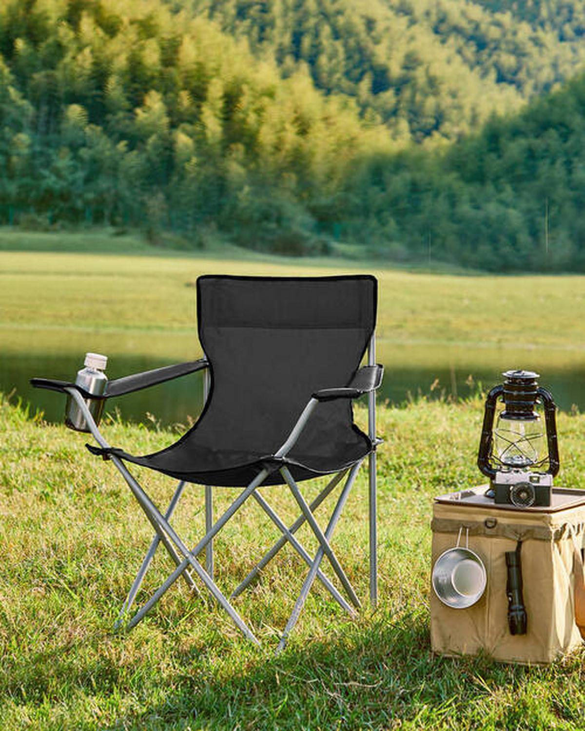 Campingsessel 2-tlg. Set, Inkl. Tragetasche, B: 86 Cm - Silberfarben/Schwarz, Basics, Textil/Metall (84/81/52cm) - Modante