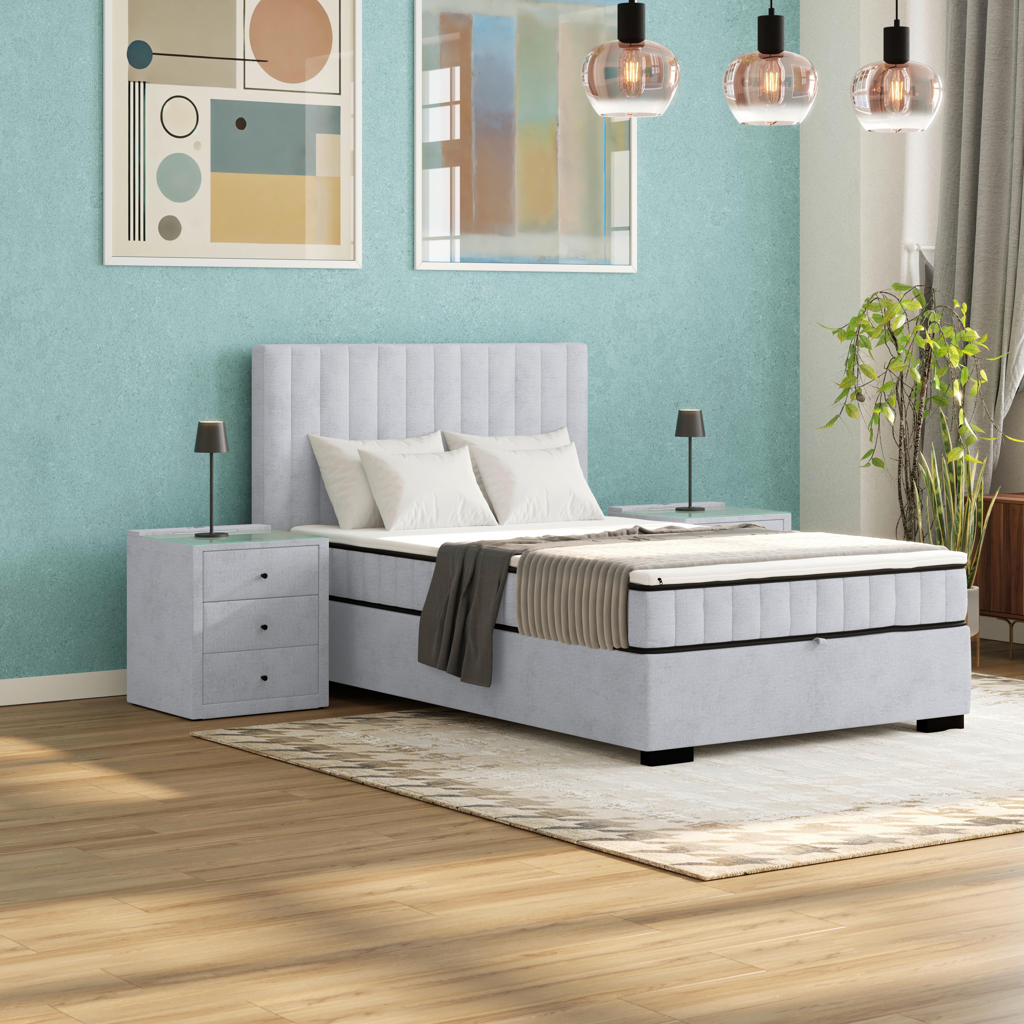 Boxbett Maya 140 - Schwarz/Grau, MODERN, Holz/Holzwerkstoff (140/200cm)