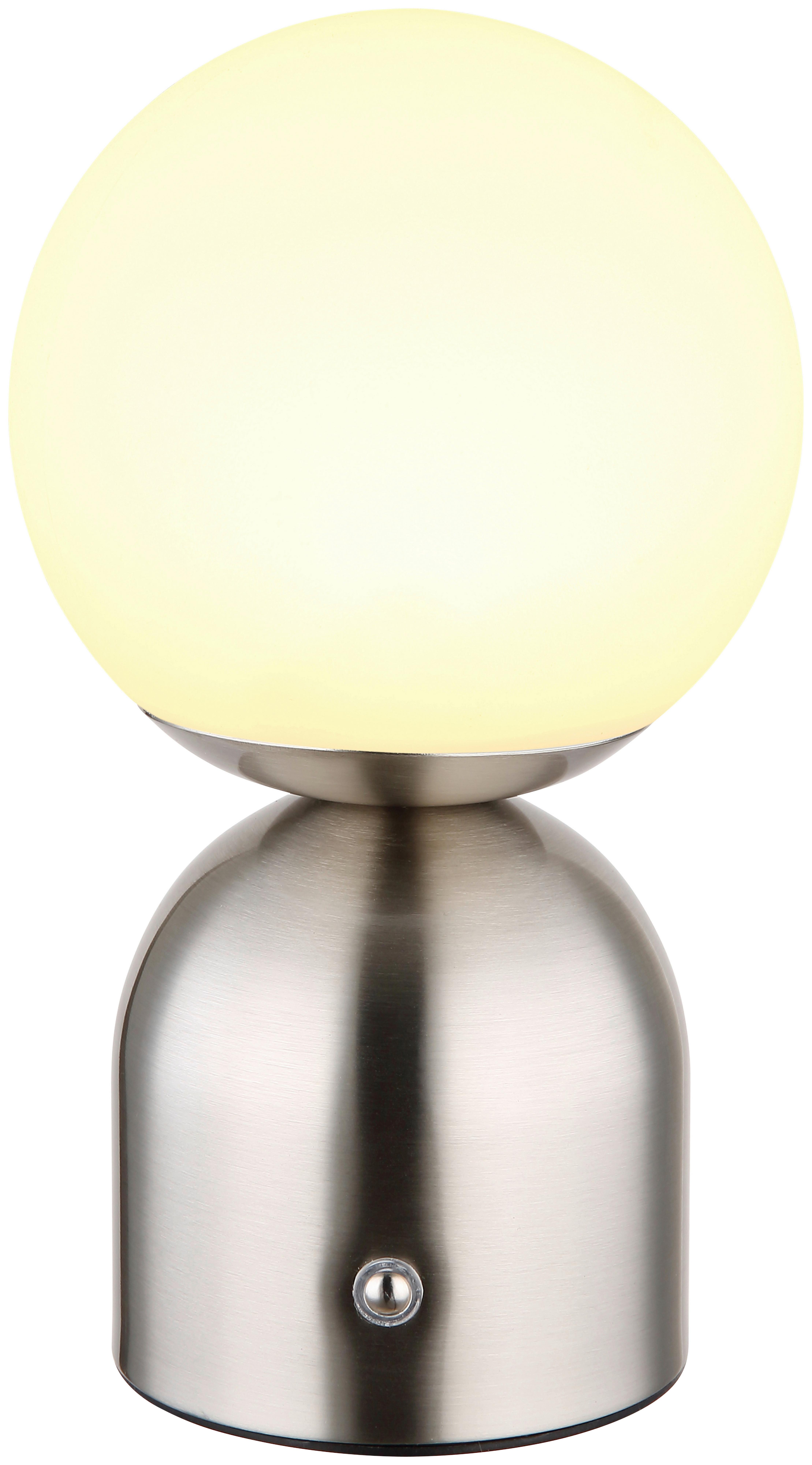 NABÍJATEĽNÁ STOLNÁ LAMPA LOPA - opálová/niklová, Modern, kov/plast (12/21cm) - Mömax