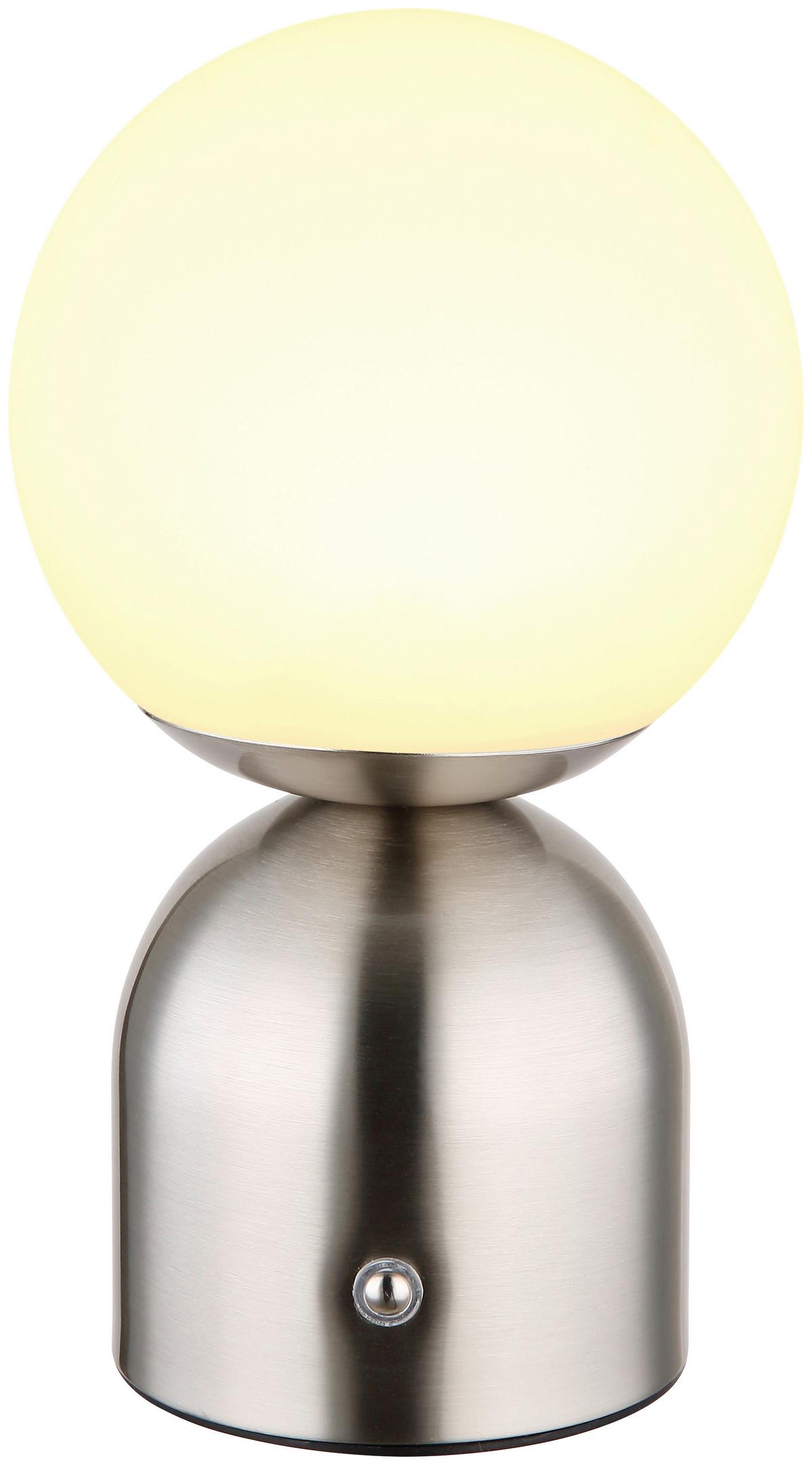 STOLNÍ LAMPA NA BATERIE LOPA - opál/barvy niklu, Moderní, kov/plast (12/21cm) - Mömax
