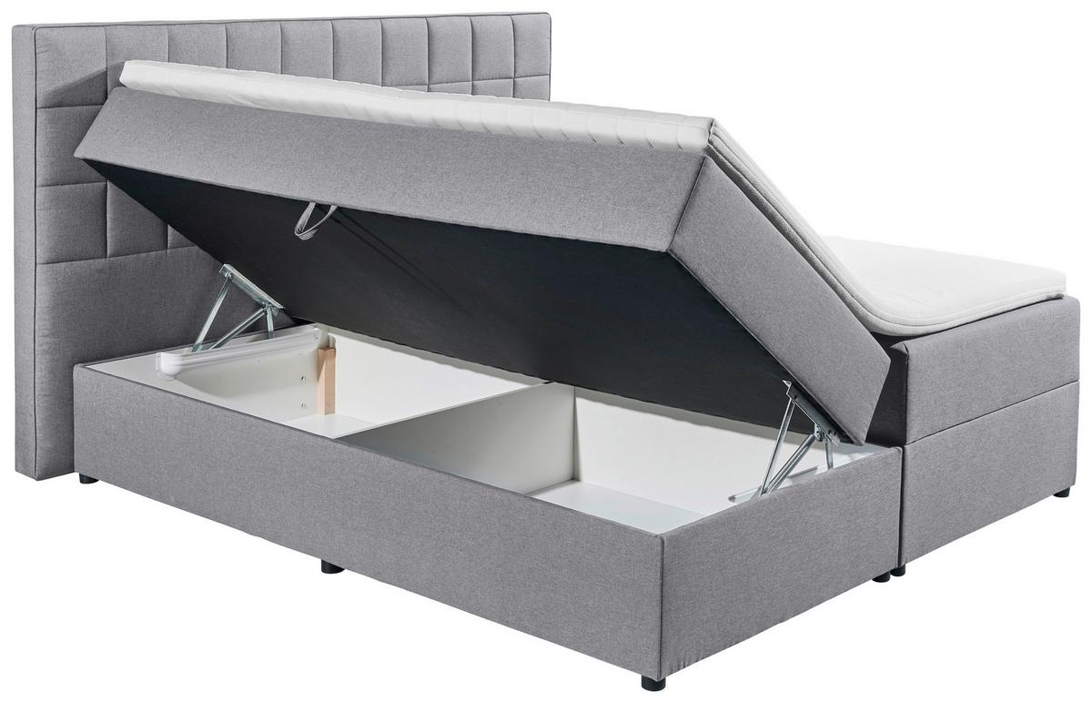 Boxspring postel ALASKA 180x200 cm šedá - šedá, Basics, kompozitní dřevo/textil (180/200cm) - MID.YOU