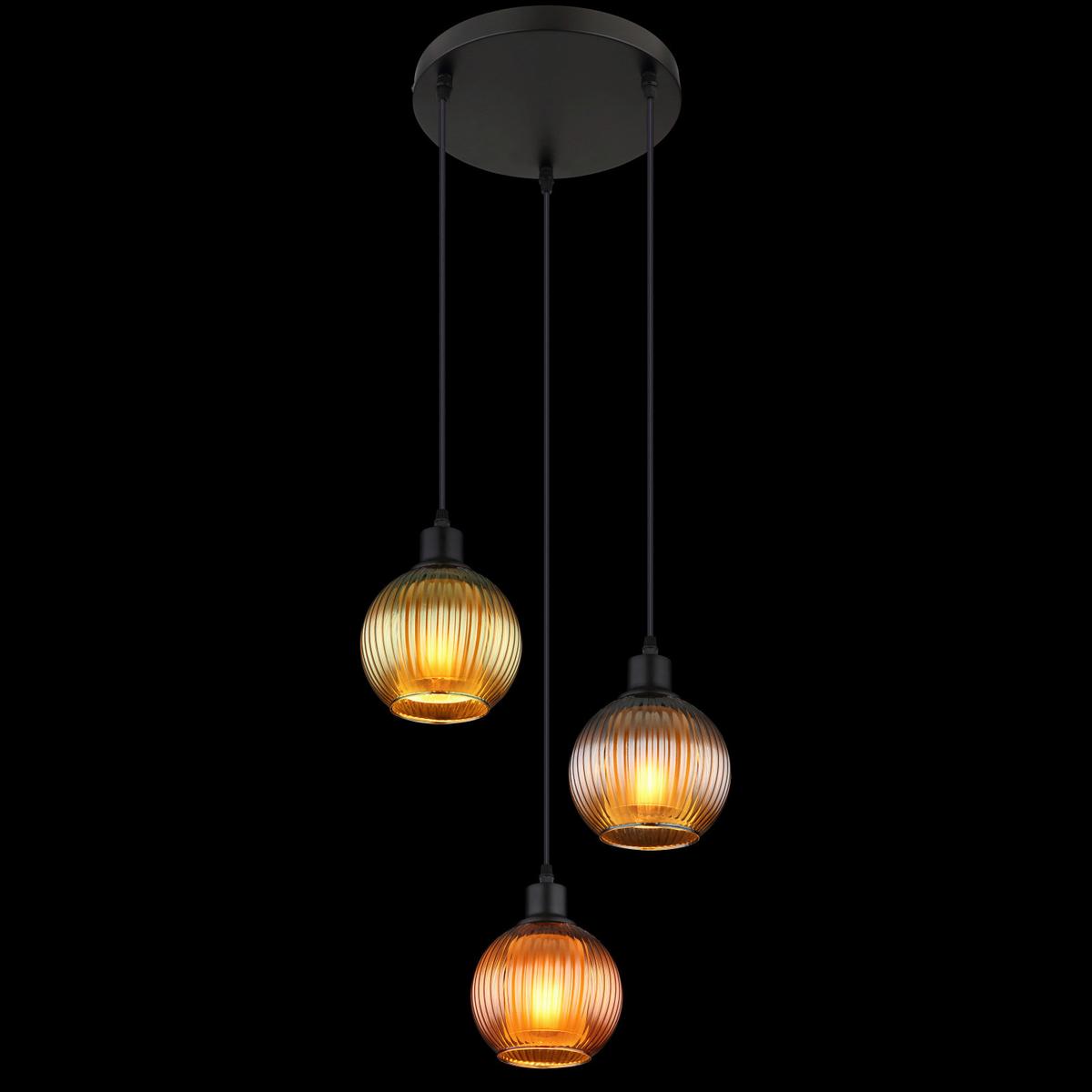 Hängeleuchte 15638-3 Zumba - Multicolor/Schwarz, Trend, Glas/Metall (36/120cm) - Globo