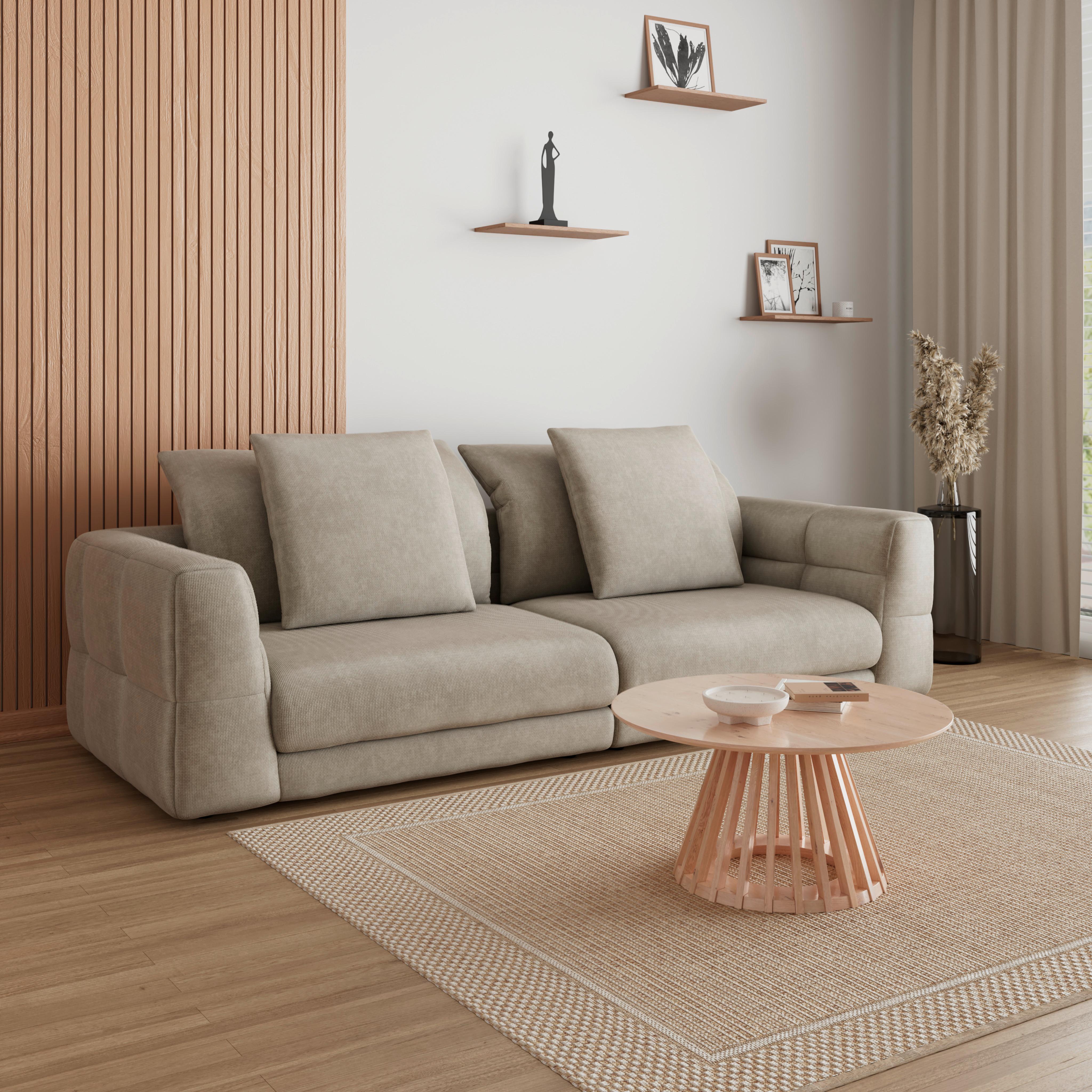 Pohovka LEA, béžová žinylka - černá/béžová, Moderní, kov/dřevo (284/87/110cm) - Bessagi Home