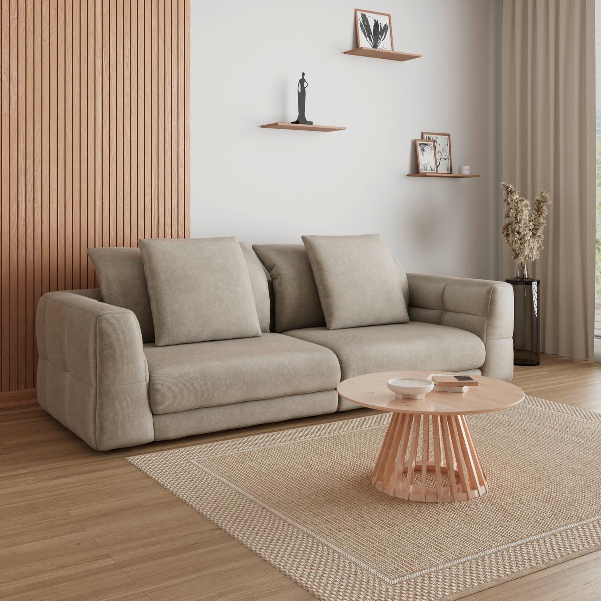 Pohovka LEA, béžová žinylka - černá/béžová, Moderní, kov/dřevo (284/87/110cm) - Bessagi Home