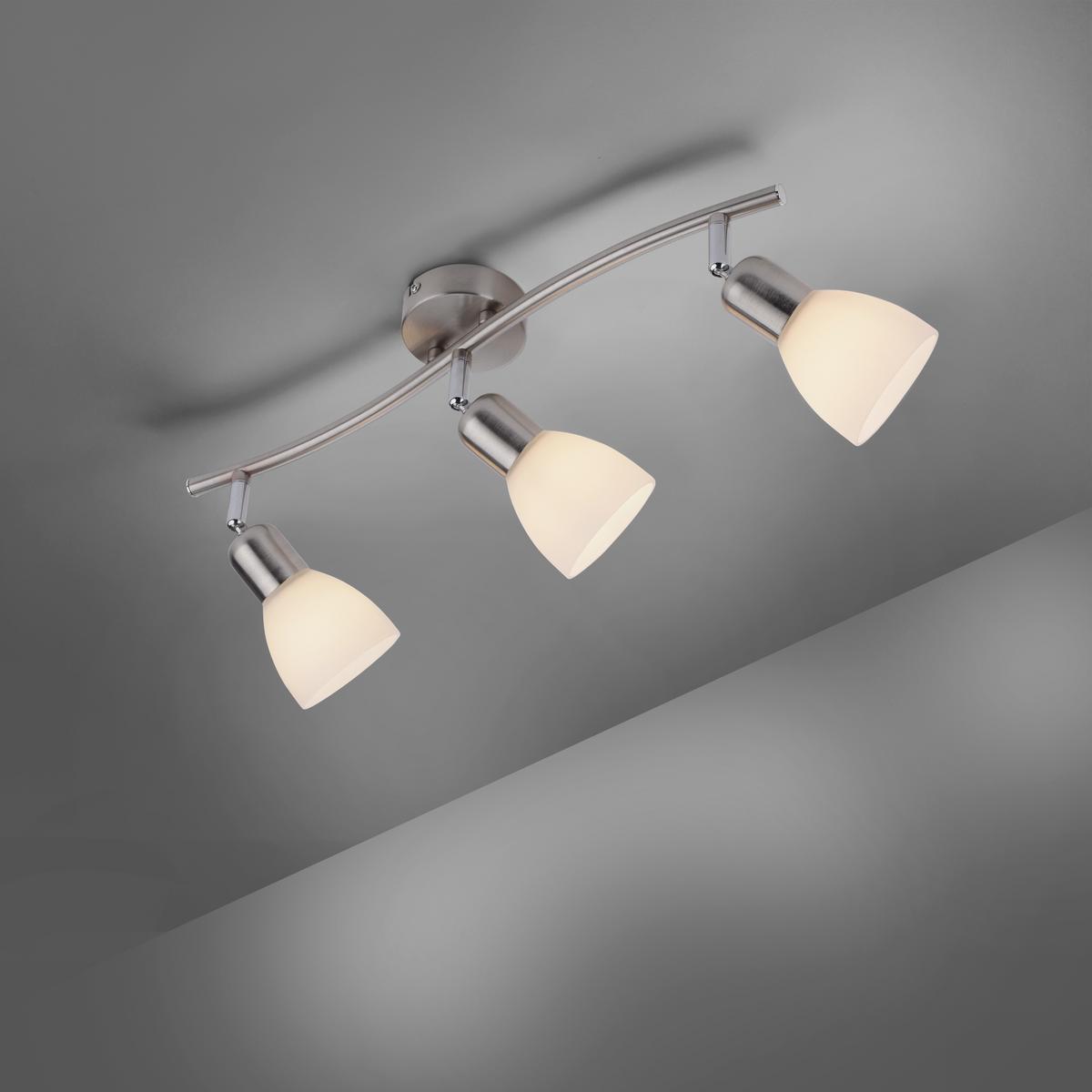 Deckenleuchte Karo L: 68 cm Schwenkbar - Alufarben/Nickelfarben, Basics, Glas/Metall (68/22cm)