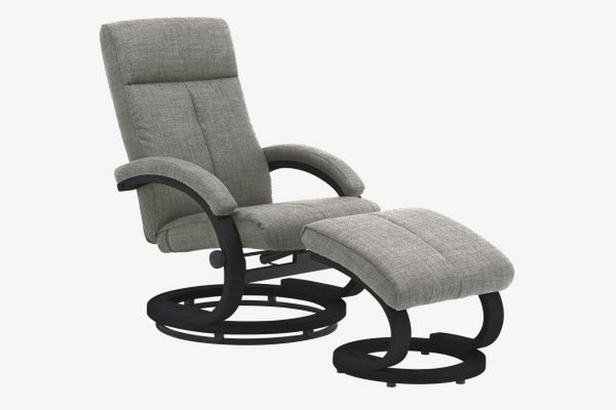 Fernsehsessel mit Fußhocker Niklas Webstoff Hellgrau - Hellgrau/Schwarz, MODERN, Holz/Textil (66/98-86/80-110cm) - Ondega