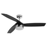 Deckenventilator Bronx - Chromfarben/Schwarz, Basics, Kunststoff/Metall (132/21.5/132cm)