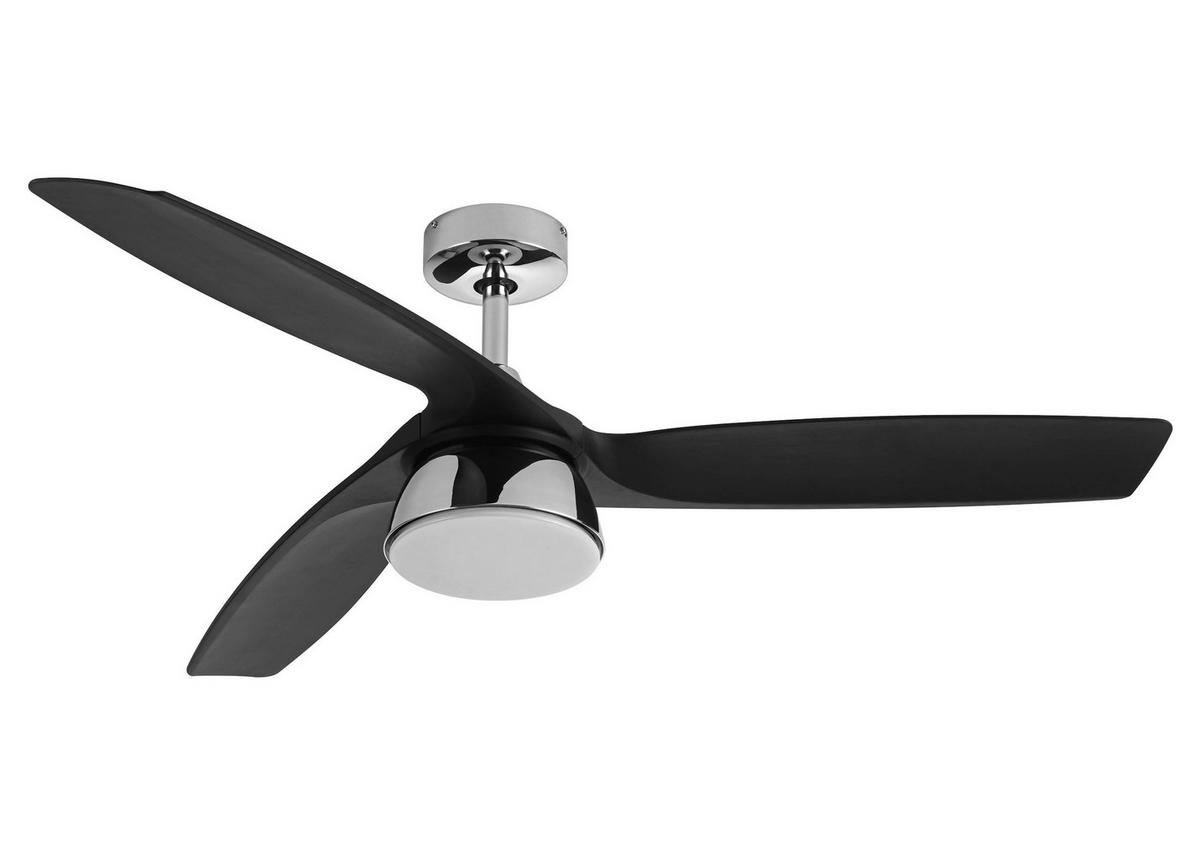Deckenventilator Bronx - Chromfarben/Schwarz, Basics, Kunststoff/Metall (132/21.5/132cm)