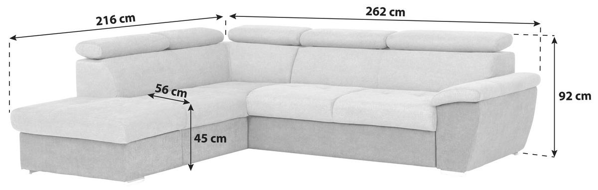 Ecksofa Mit Schlaffunktion Und Bettkasten Antero Dunkelbraun - Chromfarben/Dunkelbraun, Design, Textil (216/262cm) - Livetastic