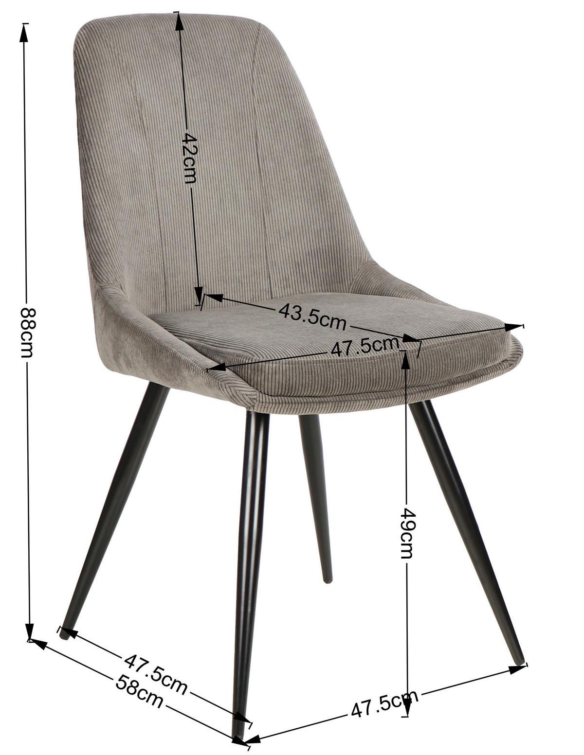 Esszimmerstuhl Corinna Grau Gepolstert - Hellgrau/Schwarz, MODERN, Holz/Textil (49/88/59cm) - MID.YOU