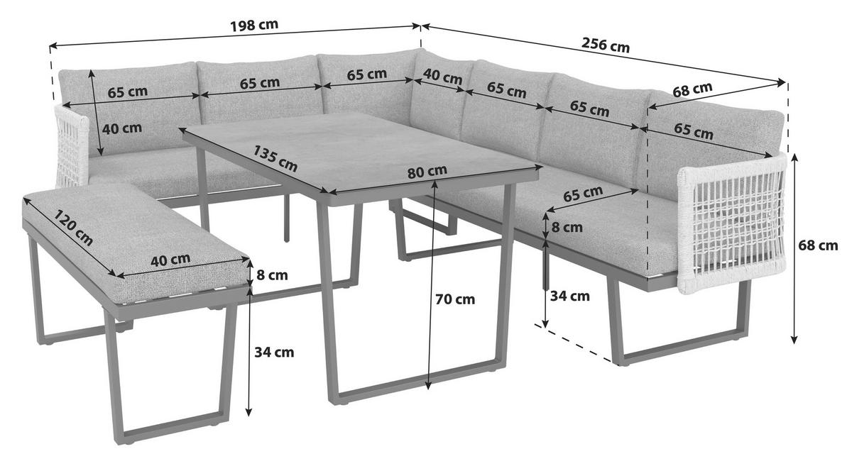Loungegarnitur Bologna - Anthrazit/Braun, MODERN, Glas/Kunststoff (256/198cm) - Beldano