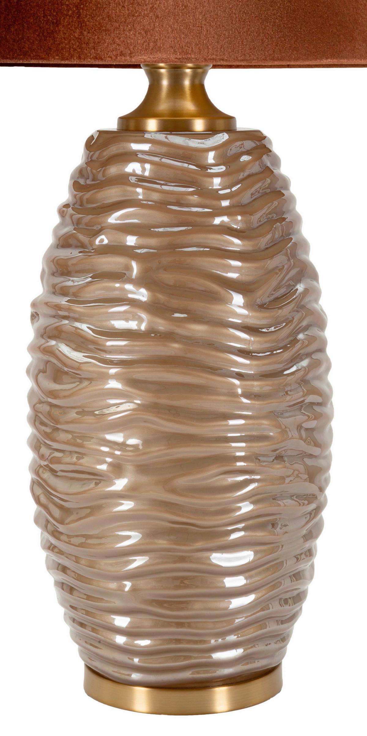 Tischleuchte Prague W Braun, Goldfarben B: 45,5cm - Goldfarben/Braun, Basics, Glas/Textil (45.5/79/45.5cm)