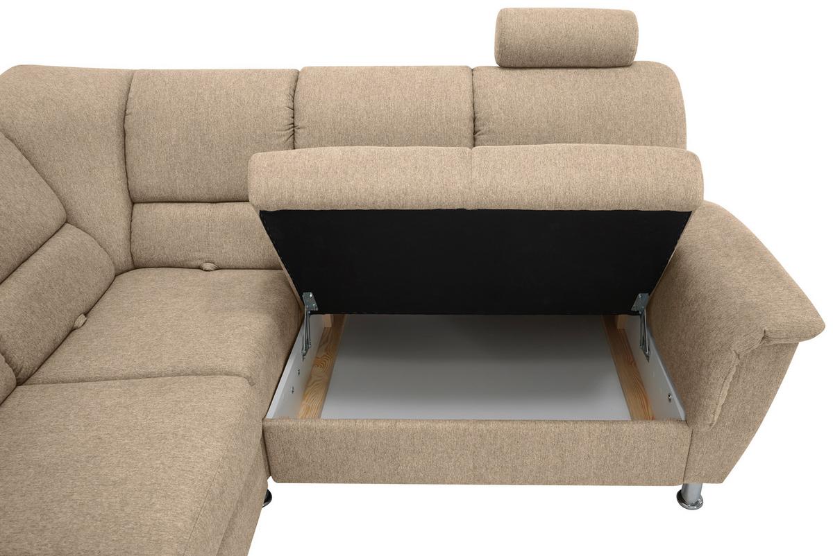 Sedačka MARSYLIA, pravá, šedohnědá - černá/barvy stříbra, Design, kov/dřevo (270/219cm) - MID.YOU