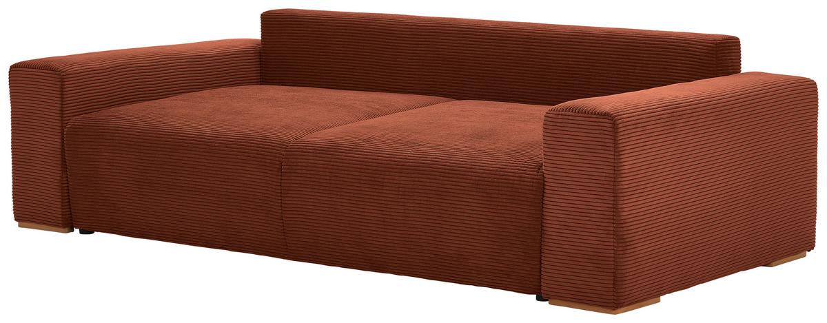 Schlafsofa Vouge Kupferfarben Bettkasten, B: 255 Cm - Buchefarben/Schwarz, KONVENTIONELL, Textil (255/86/123cm) - Livetastic