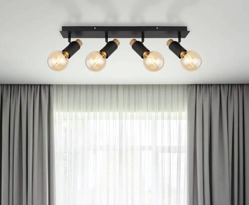 Strahler 54045-4 - Dunkelbraun/Schwarz, Design, Holz/Metall (65,5/8/14,5cm) - Globo