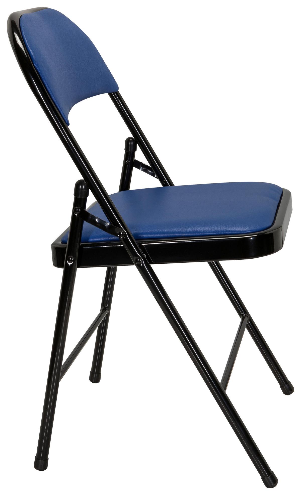 Klappstuhl Tudela Pu Blau/schwarz - Blau/Schwarz, Basics, Textil/Metall (44/80/49cm) - MID.YOU