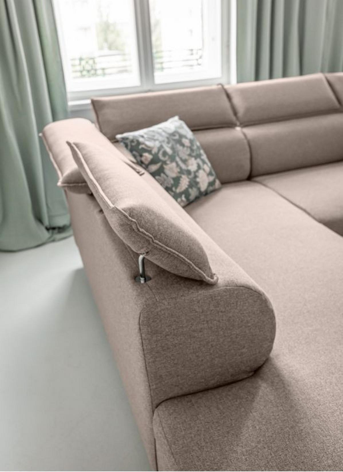 Rozkladacia sedačka Simone, ľavé prevedenie - prírodná farba/béžová, Modern, drevo/textil (253/82/95/208cm)