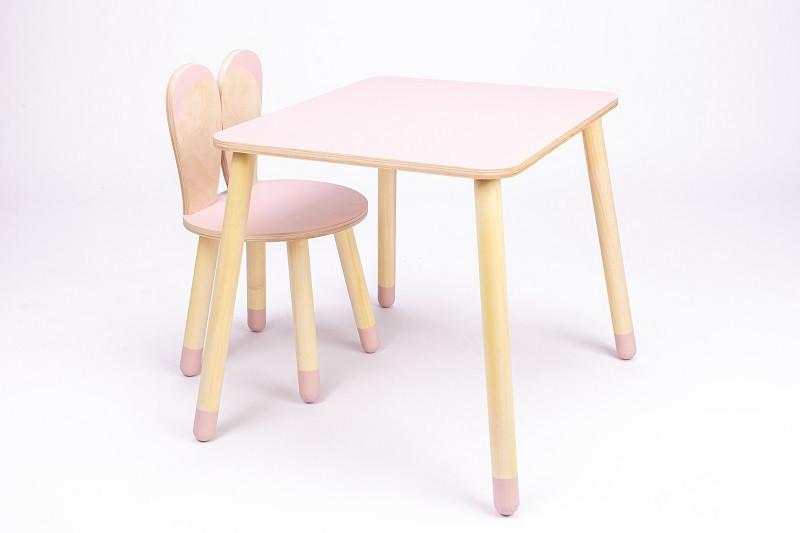 Kindersitzgruppe Bunny Table And Chair Set Pink/Naturfarben - Pink/Naturfarben, Basics, Holz (51,5/60/50cm)