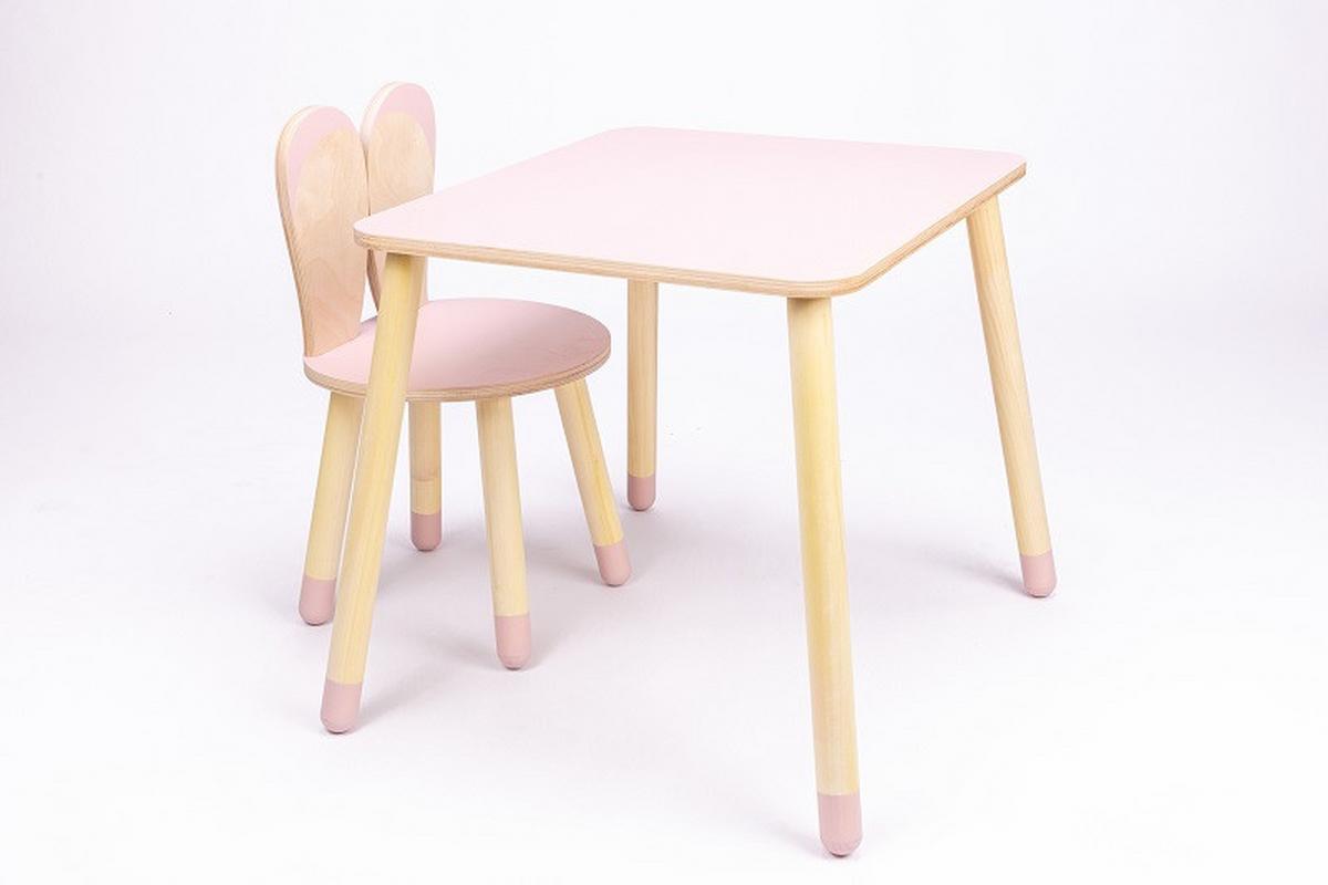 Kindersitzgruppe Bunny Table And Chair Set Pink/Naturfarben - Pink/Naturfarben, Basics, Holz (51,5/60/50cm)