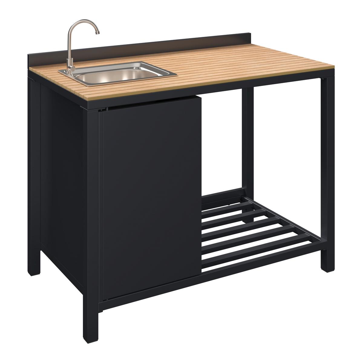 Outdoorküche Bern I - Anthrazit/Naturfarben, Basics, Kunststoff/Metall (110/90/61cm) - Beldano