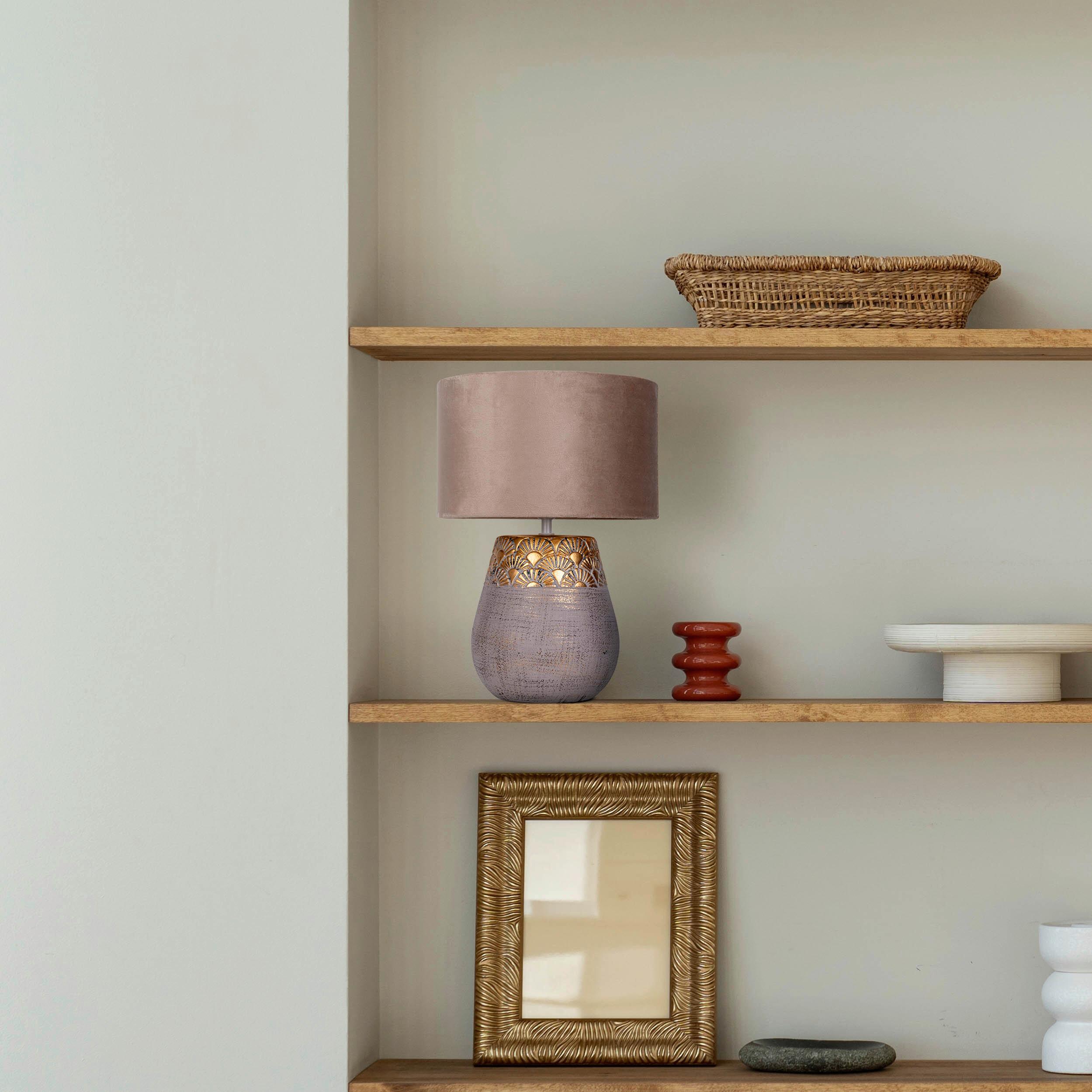 Tischleuchte 3195711 Bronco - Beige/Goldfarben, LIFESTYLE, Keramik/Textil (26/39cm) - Näve