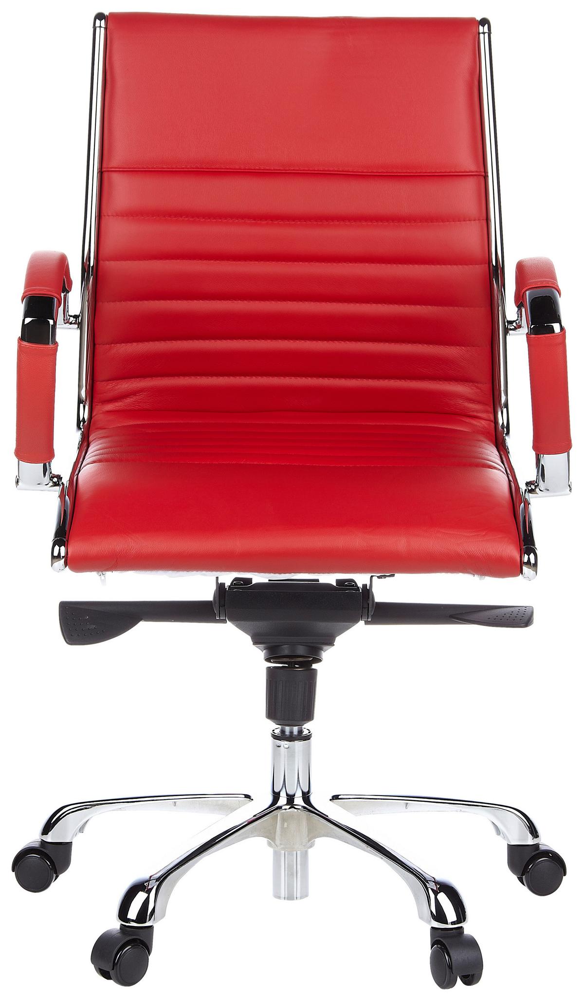 Bürostuhl Parma Mit Wippfunktion Rot Bis 110 Kg - Chromfarben/Rot, MODERN, Leder/Kunststoff (60/111/50cm) - MID.YOU