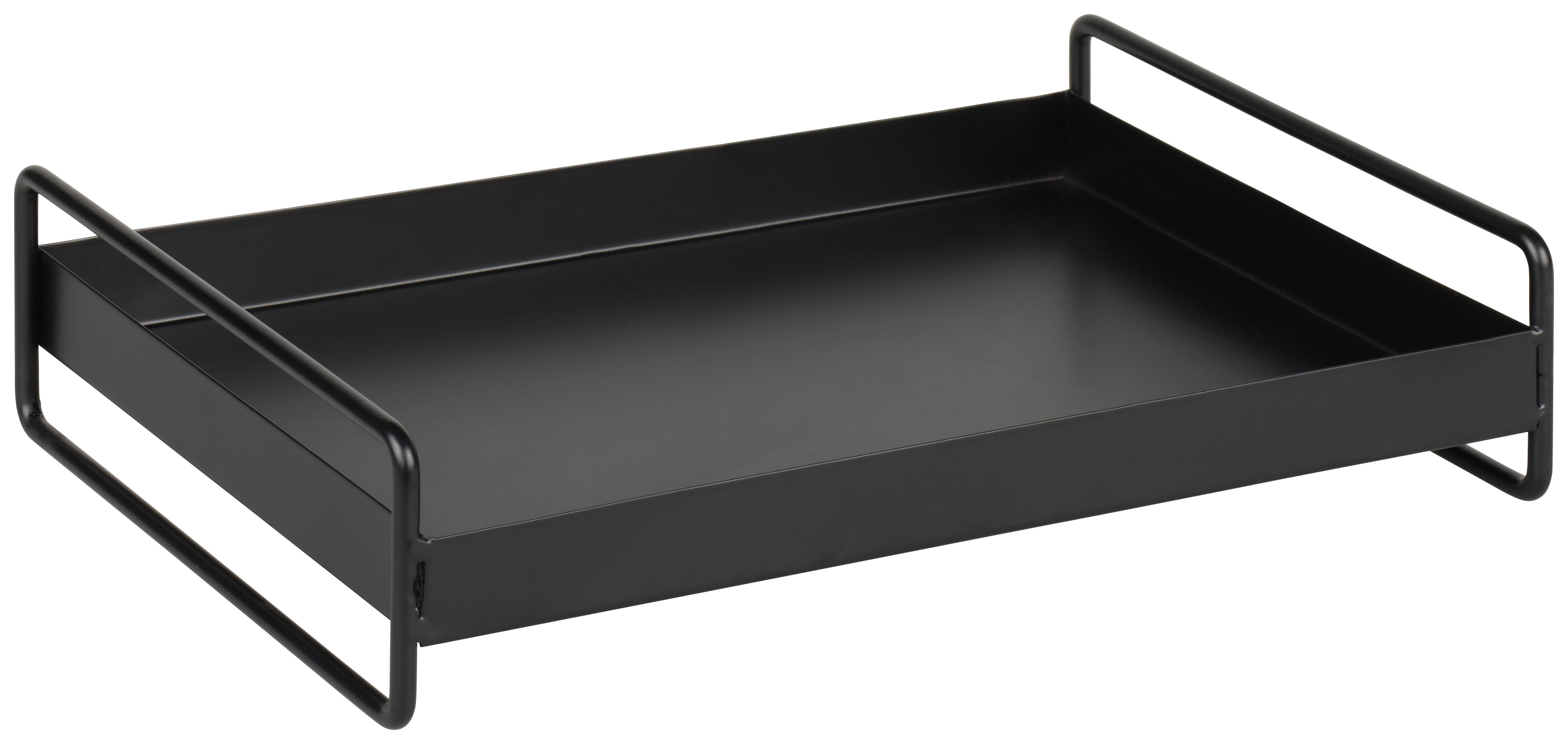 Dekorační podnos Leona L - černá, kov (30,8/20/7cm) - Mömax