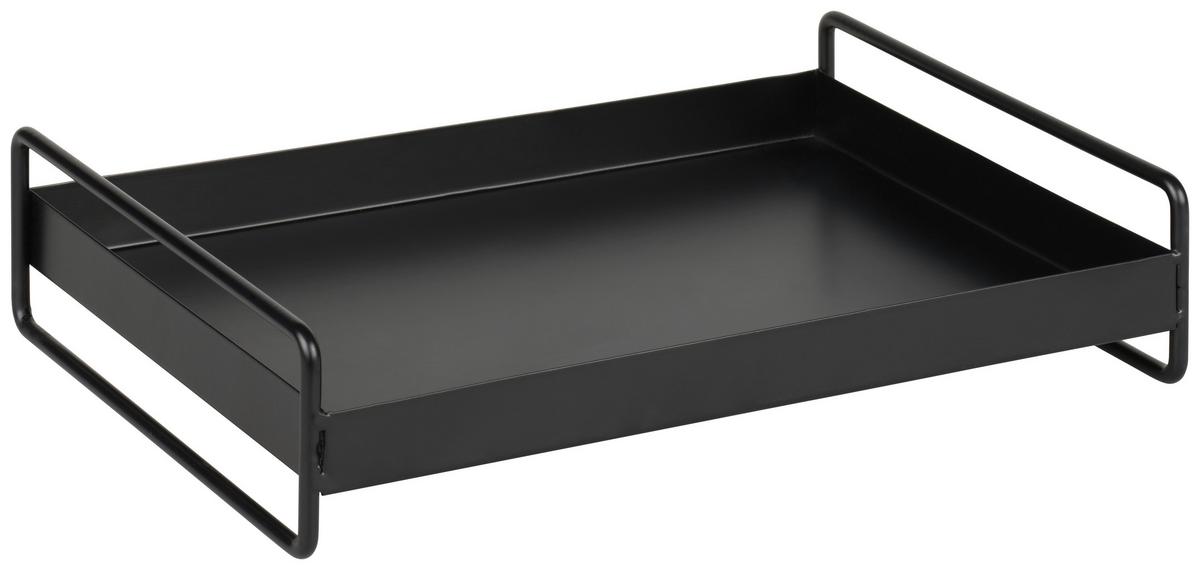 Dekorační podnos Leona L - černá, kov (30,8/20/7cm) - Mömax
