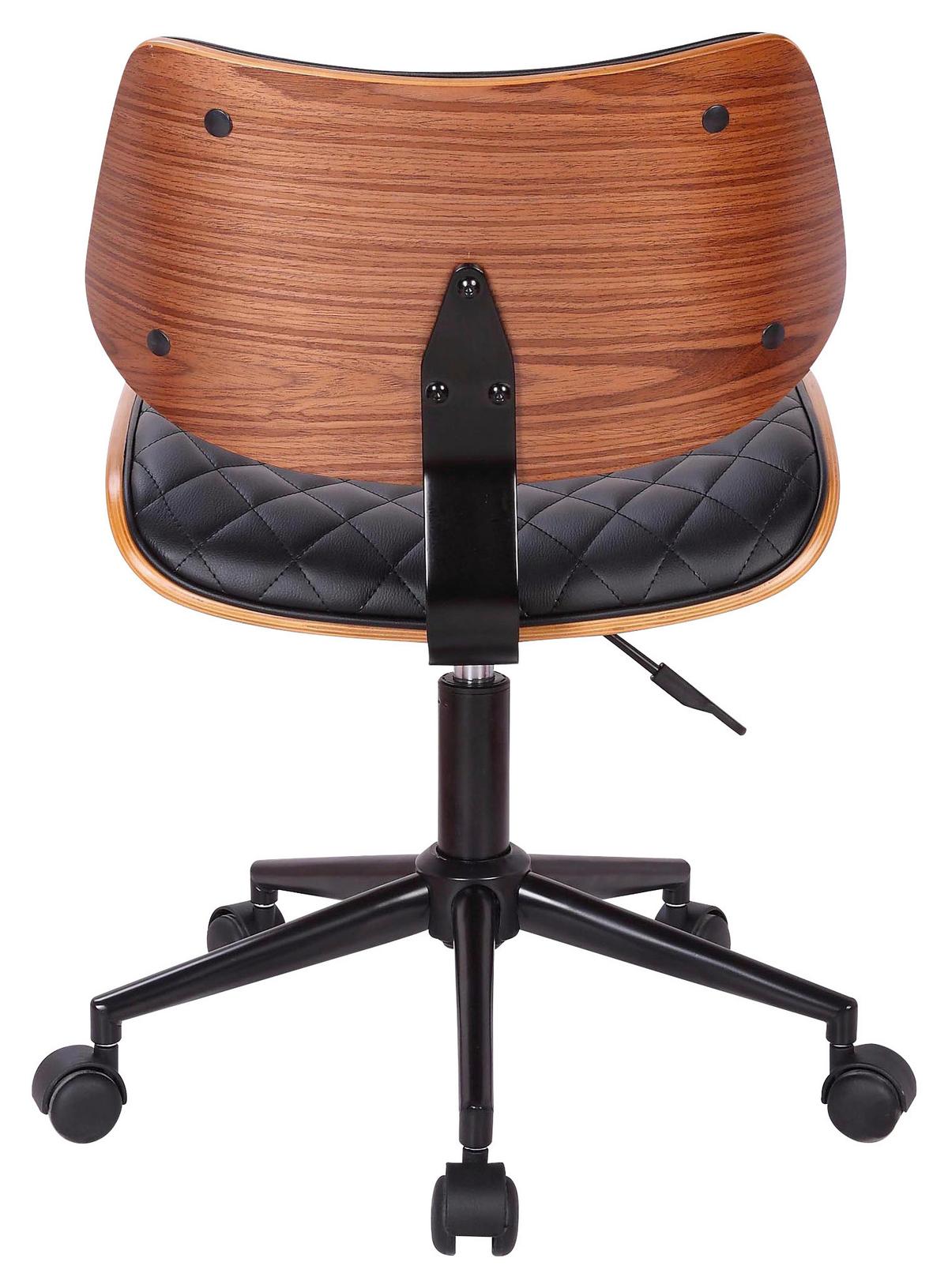 Kancelářska židle JEFF - černá/přírodní barvy, Lifestyle, kov/dřevo (48/76-86/51cm) - Premium Living