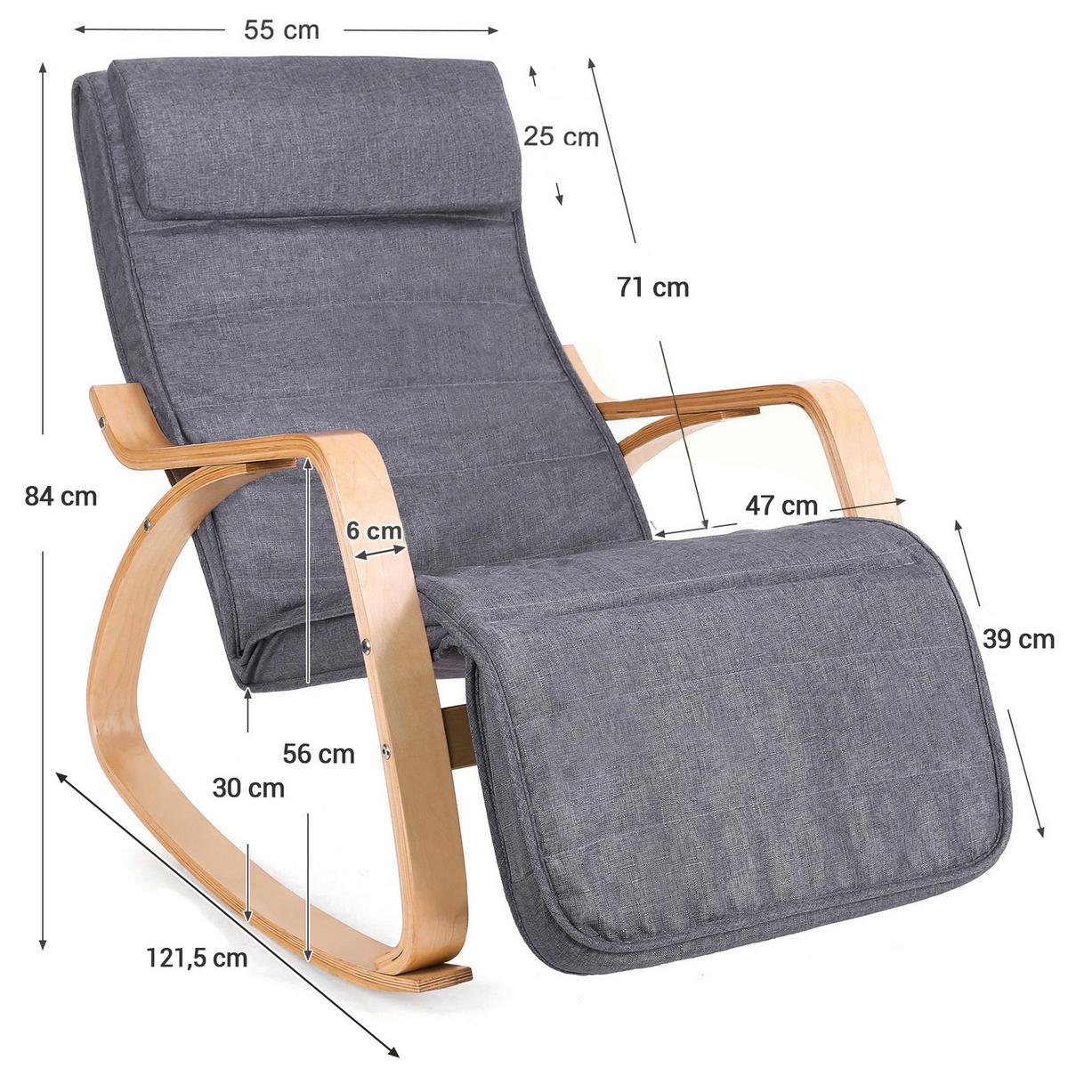 Relaxačné kreslo s vankúšom sivé - sivá/farba brezy, Basics, drevo/textil (121,5/84/67cm) - Boxxx