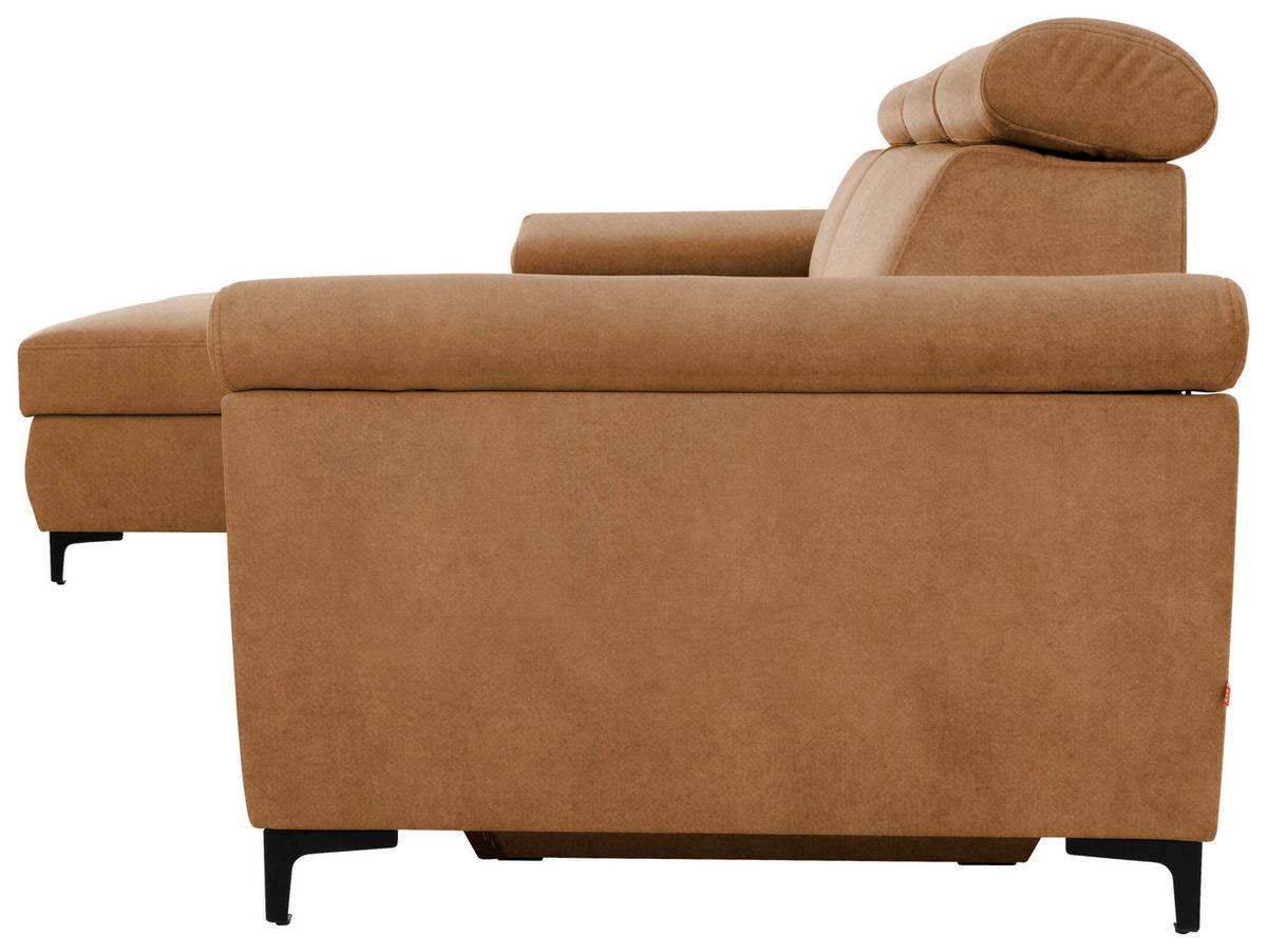 Eckschlafsofa Santi Bernsteinfarben S: 176/258 cm - Bernsteinfarben/Schwarz, MODERN, Textil (176/258cm) - MID.YOU