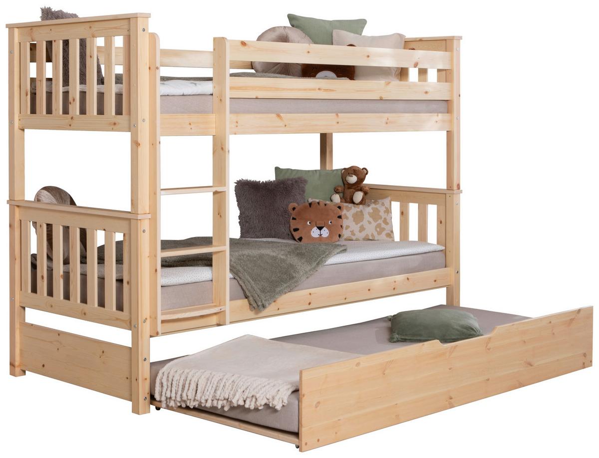 Etagenbett Sammy Kiefer Massiv Inkl. Bettkasten + Leiter - Naturfarben, MODERN, Holz (90/200cm) - MID.YOU