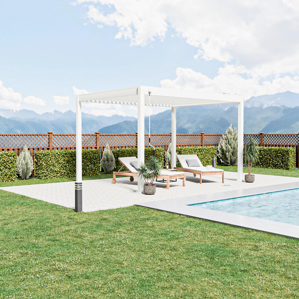 Pergola 300x400 Cm Wetterbeständig, Weiß - Weiß Hochglanz, Basics, Metall (300/255/400cm)