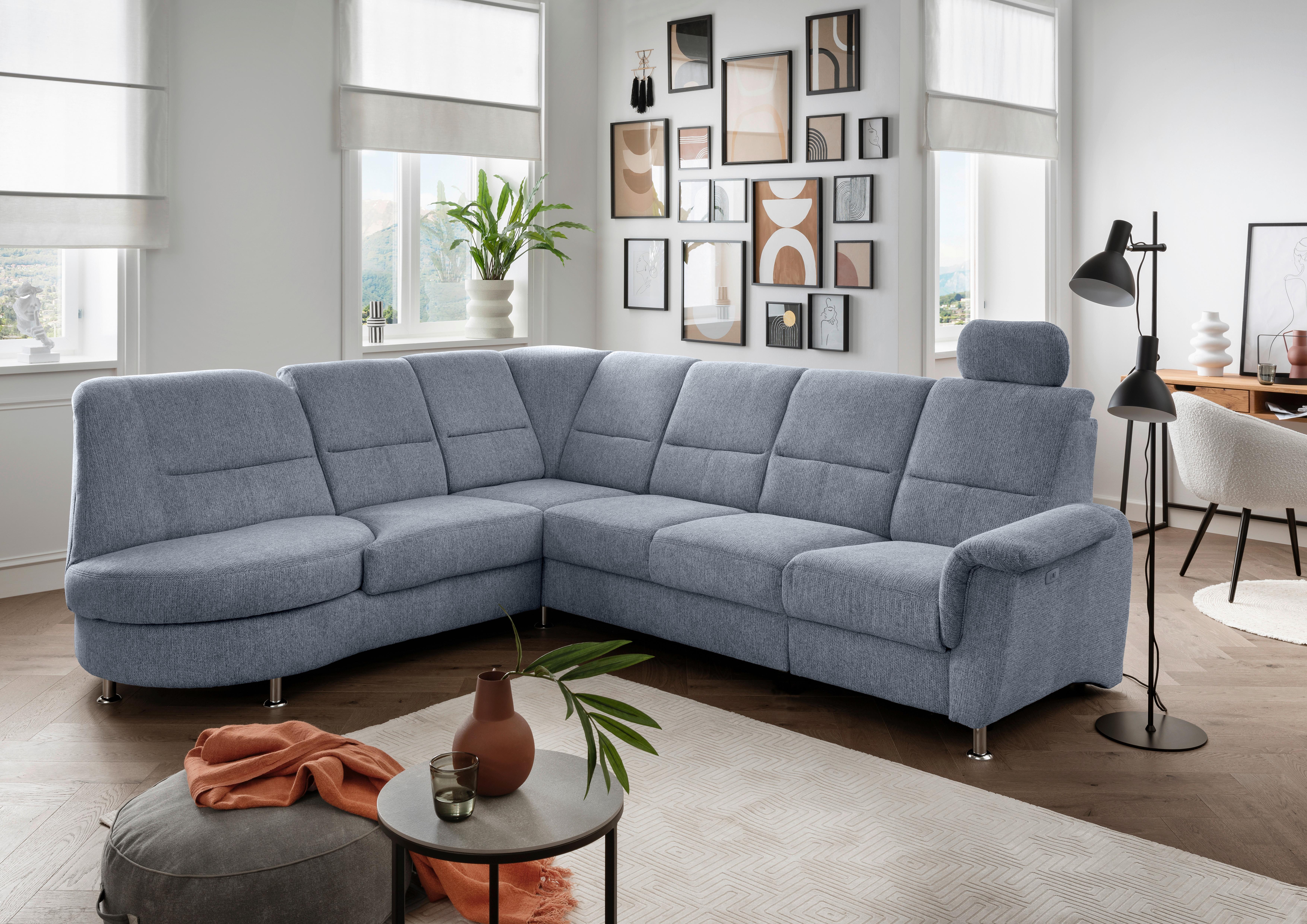 Ecksofa Parole Hellblau S: 236x275 Cm - Chromfarben/Hellblau, MODERN, Textil (236/275cm) - Livetastic