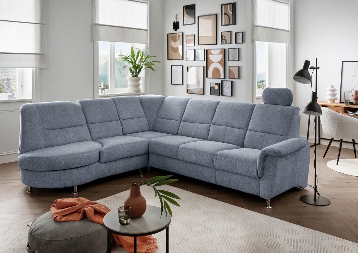 Ecksofa Parole Hellblau S: 236x275 Cm - Chromfarben/Hellblau, MODERN, Textil (236/275cm) - Livetastic