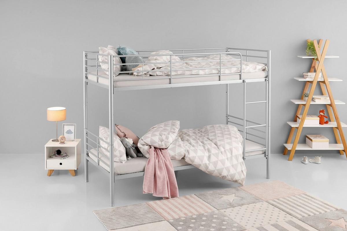 Etagenbett Rosie Silberfarben 90x200cm - Silberfarben, Design, Metall (90/200cm) - MID.YOU
