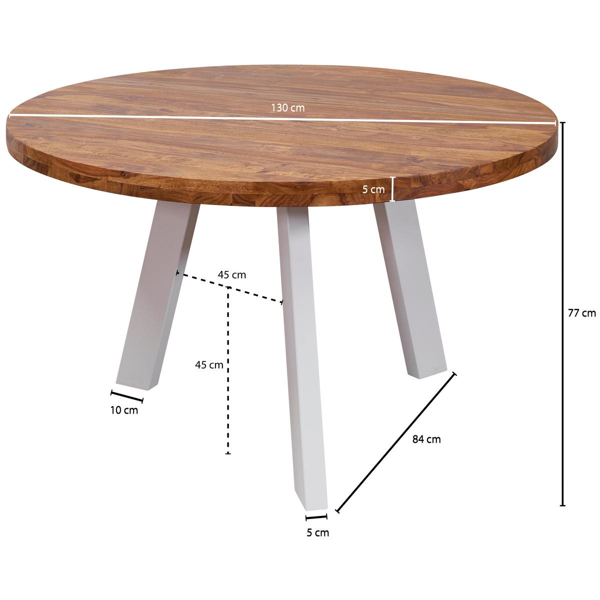 Esstisch Rund Sheeshamfarben Dxh: 130x77 Cm - Sheeshamfarben/Weiß, Design, Holz/Metall (130/77cm) - MID.YOU