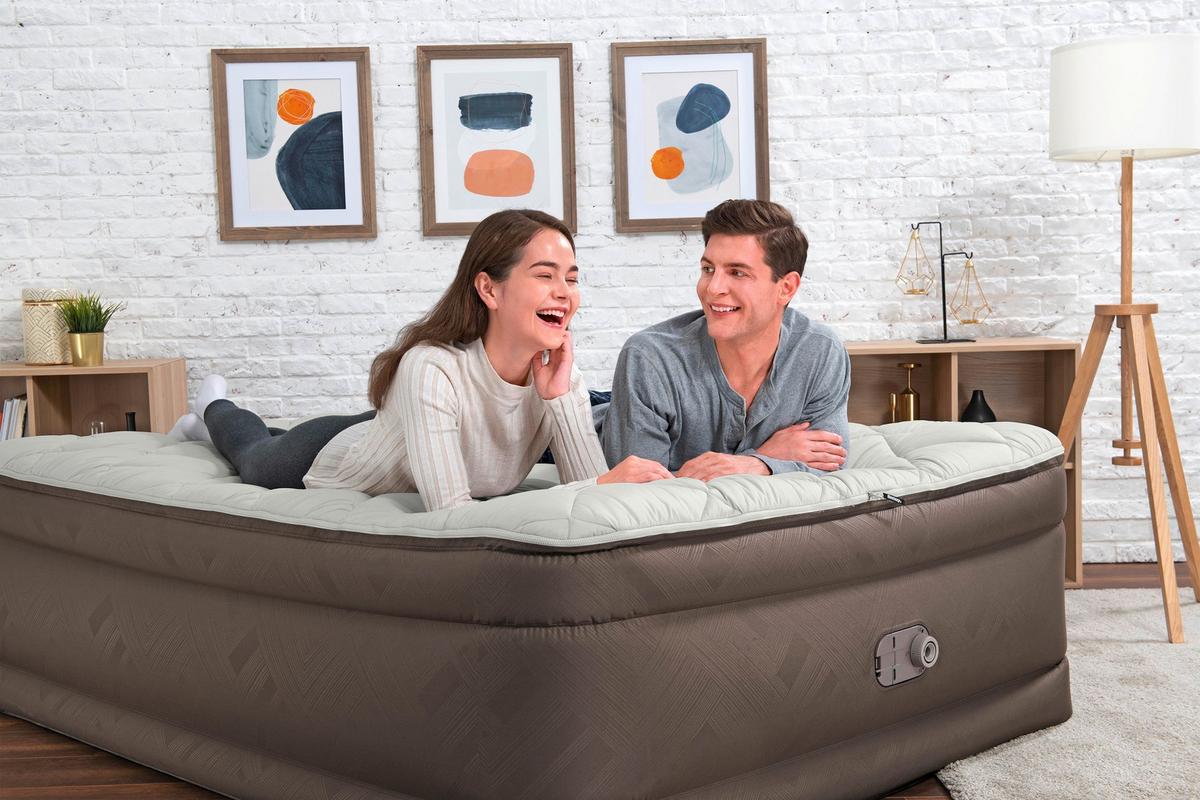 Luftbett Gloria 203x152x51 Cm Bis 350kg, Inkl. Pumpe - Braun/Grau, KONVENTIONELL, Kunststoff/Metall (203/152/51cm) - Bestway